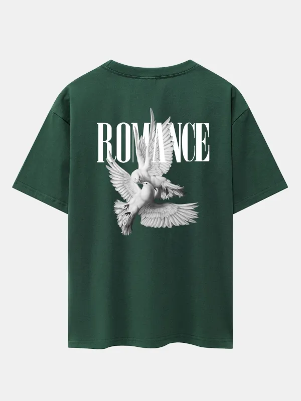 Romance Pigeon Slogan Back Print Drop Shoulder Oversize T-Shirt sold by Hoooyi