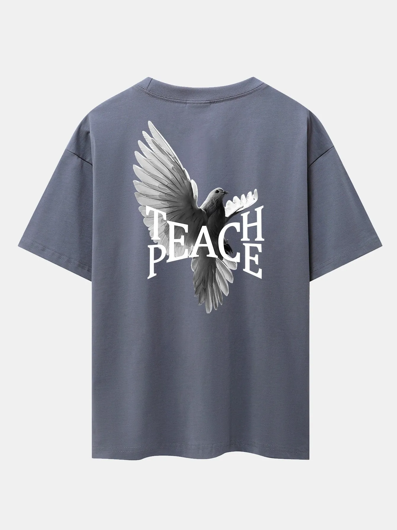 Pigeon Slogan Back Print Drop Shoulder Oversize T-Shirt sold by Hoooyi product image thumbnail 3