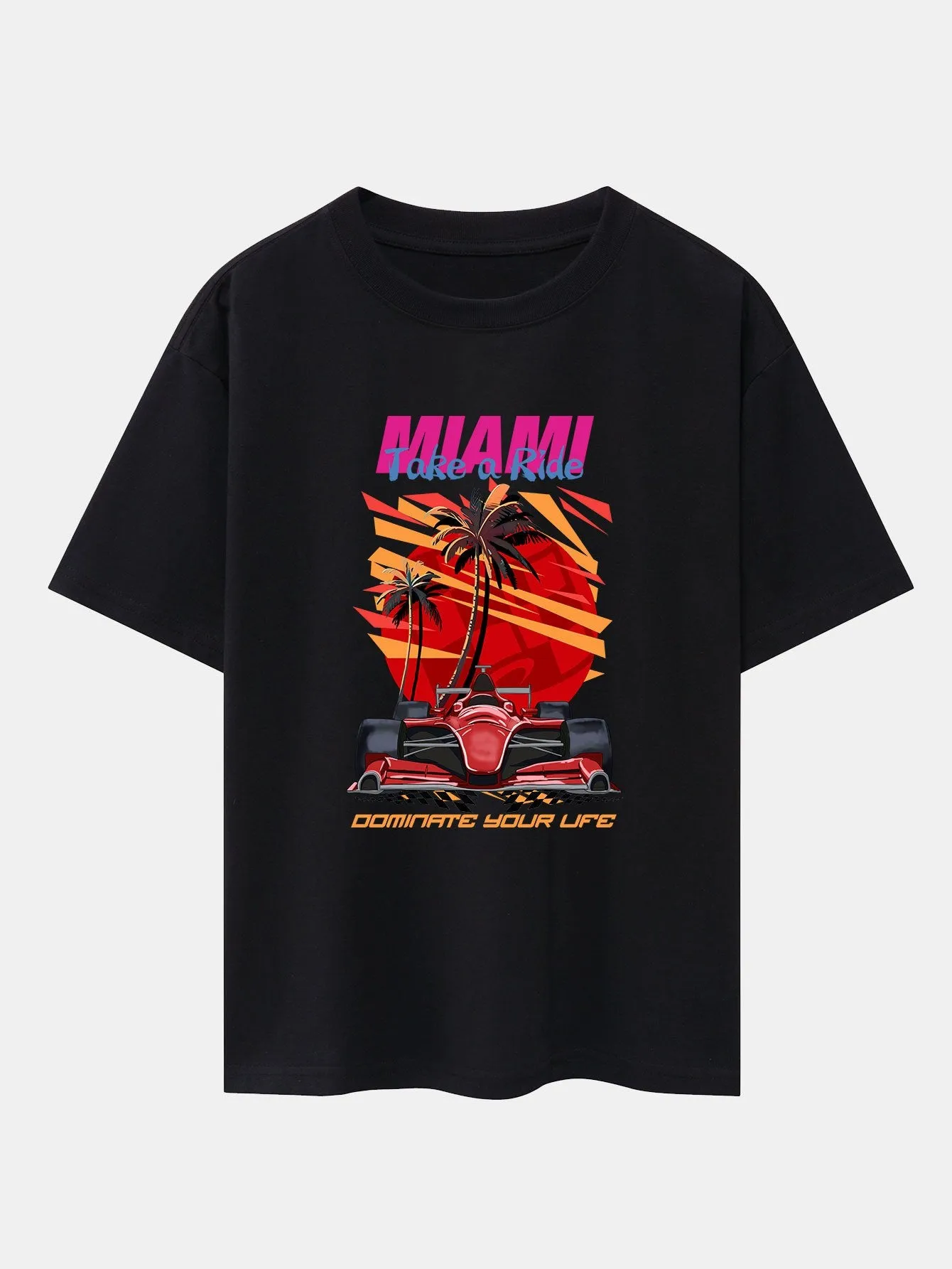Miami F1 Racing Print Drop Shoulder Oversize T-Shirt sold by Hoooyi product image thumbnail 3
