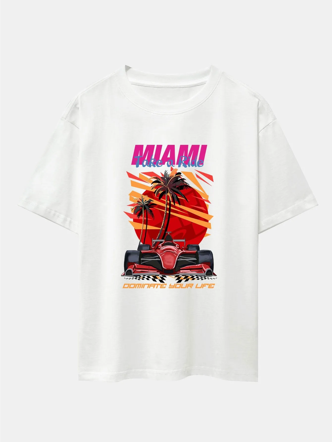 Miami F1 Racing Print Drop Shoulder Oversize T-Shirt sold by Hoooyi