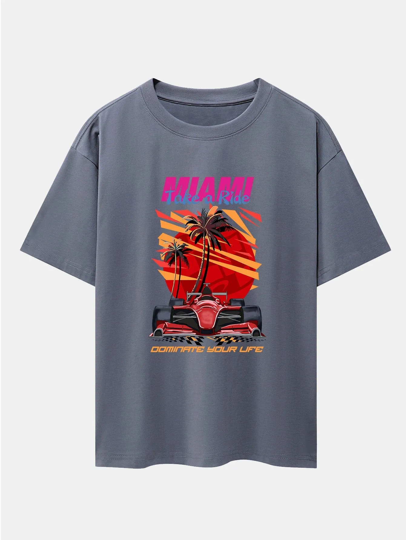 Miami F1 Racing Print Drop Shoulder Oversize T-Shirt sold by Hoooyi product image thumbnail 5