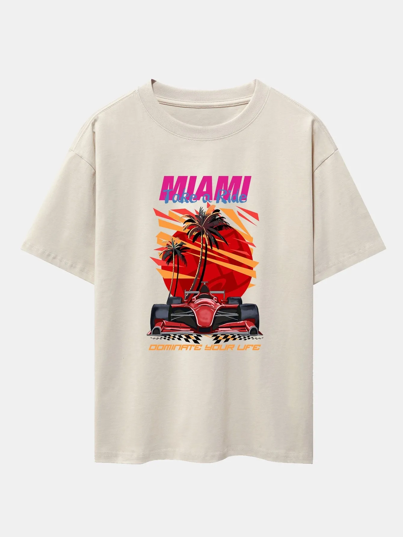 Miami F1 Racing Print Drop Shoulder Oversize T-Shirt sold by Hoooyi product image thumbnail 2