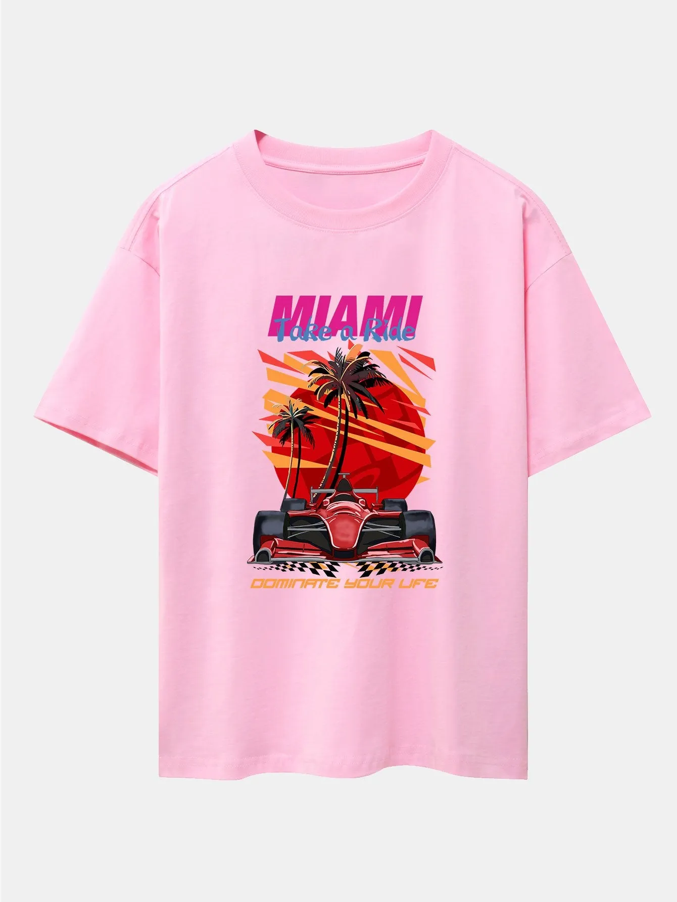 Miami F1 Racing Print Drop Shoulder Oversize T-Shirt sold by Hoooyi product image thumbnail 4