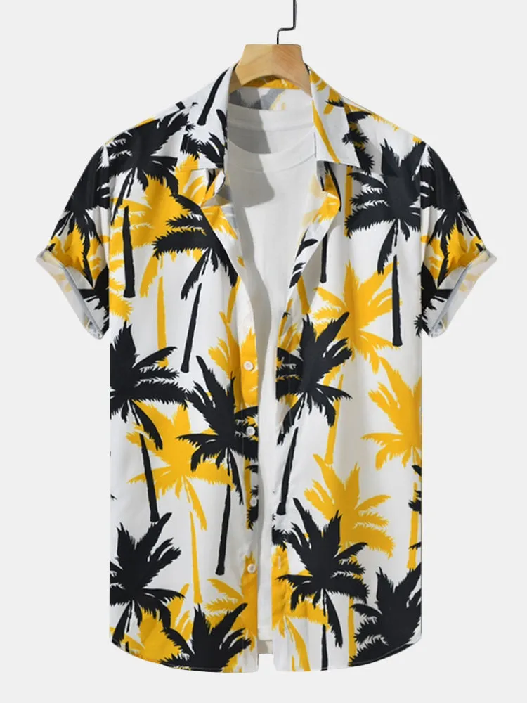 Palm Tree Print Button Up Shirt sold by Hoooyi product image thumbnail 5