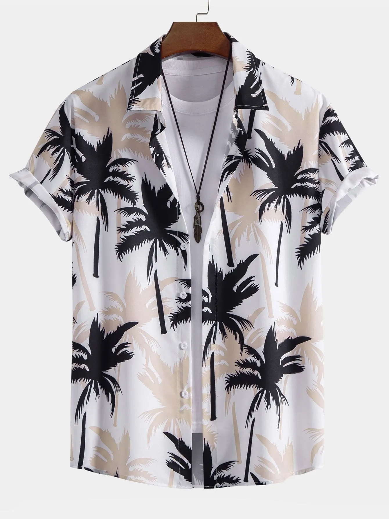 Palm Tree Print Button Up Shirt sold by Hoooyi product image thumbnail 3
