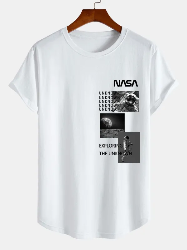 NASA Moon Landing Print Cotton Arc Hem T-Shirt sold by Hoooyi