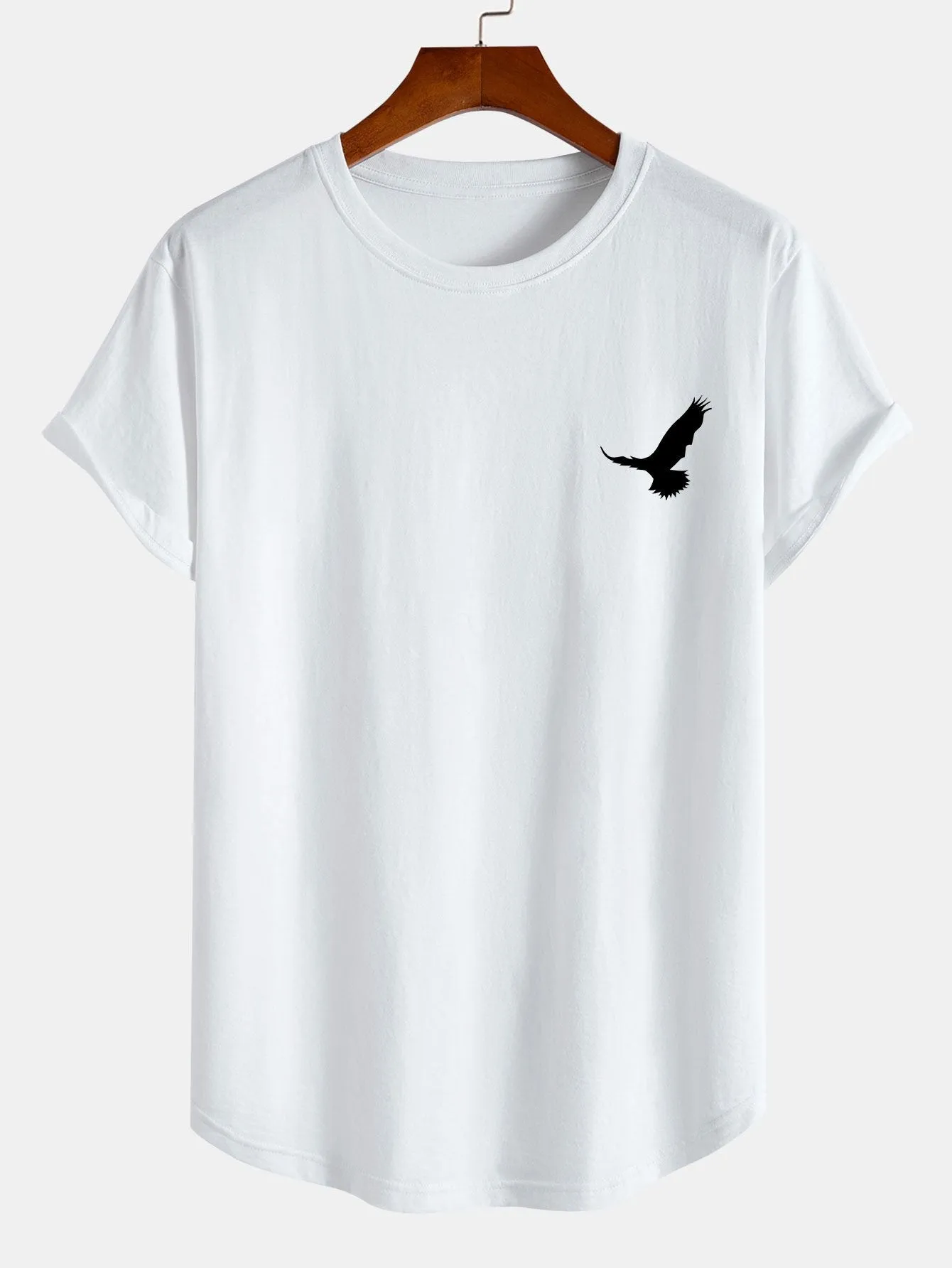 Flying Eagle Print Cotton Arc Hem T-Shirt sold by Hoooyi product image thumbnail 3