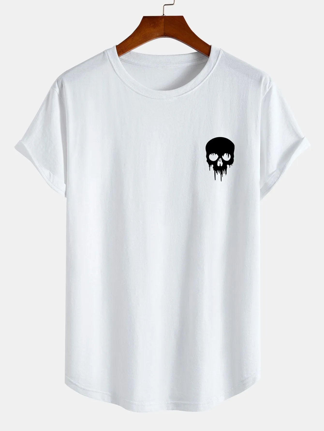 Skeleton Print Cotton Arc Hem T-Shirt sold by Hoooyi product image thumbnail 3