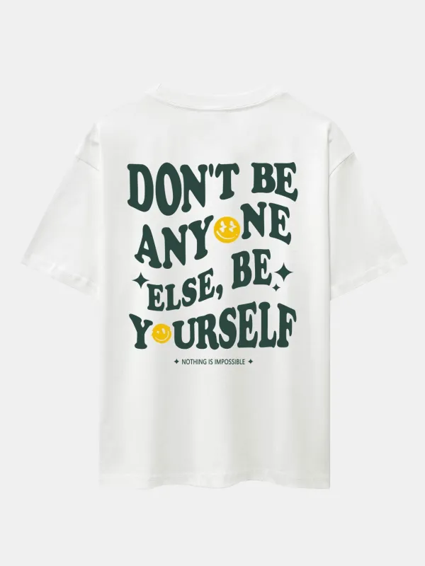 Slogan Back Print Drop Shoulder Oversize T-Shirt sold by Hoooyi