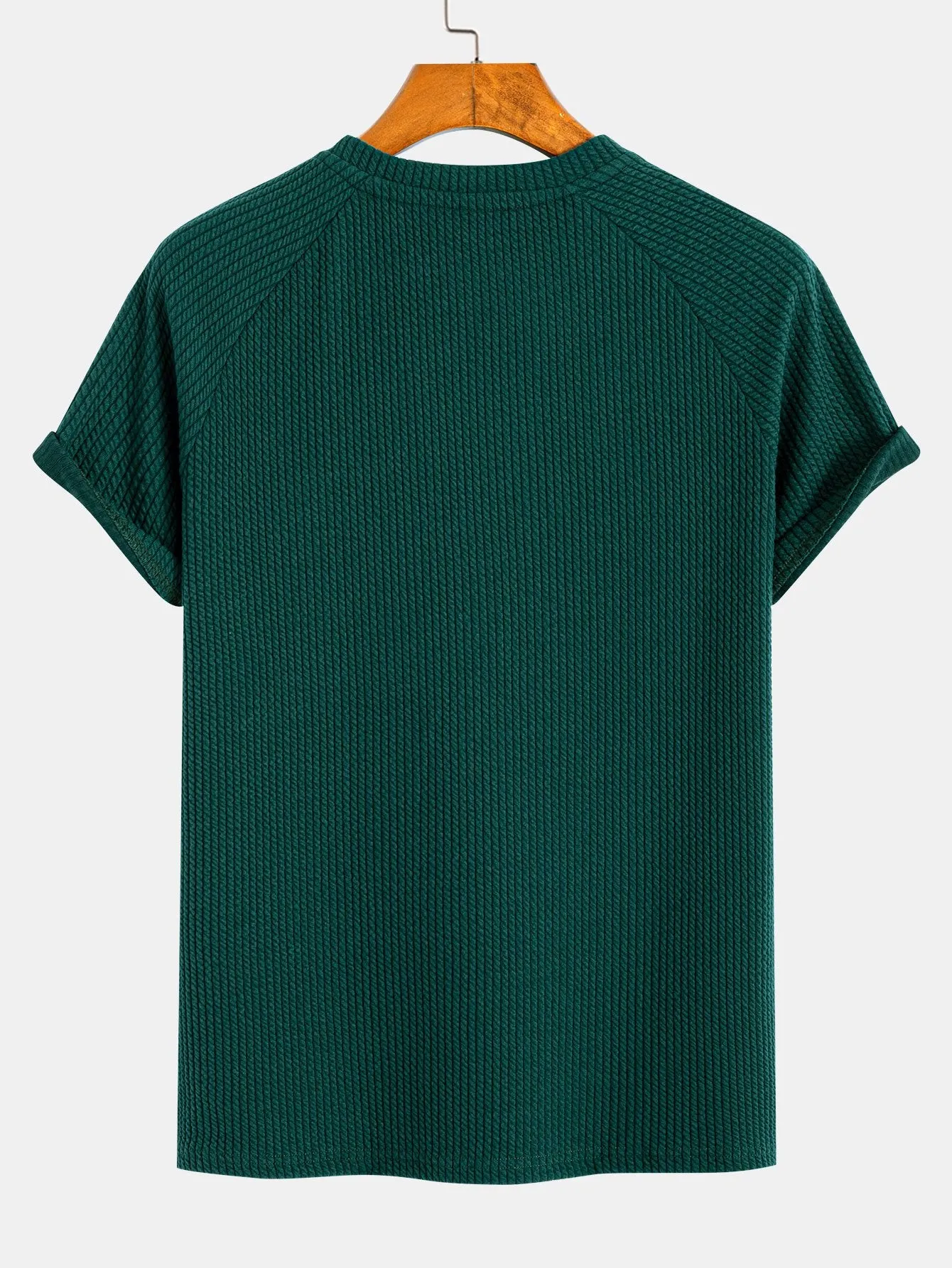 Muscle Fit Ribbed Raglan Sleeve T-Shirt sold by Hoooyi product image thumbnail 2