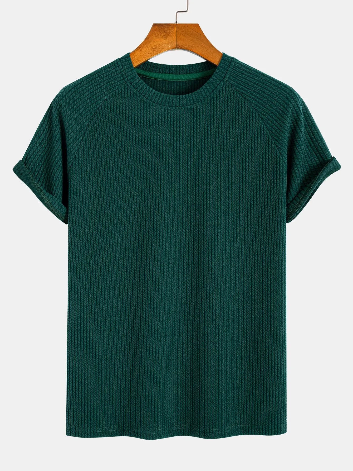 Muscle Fit Ribbed Raglan Sleeve T-Shirt sold by Hoooyi