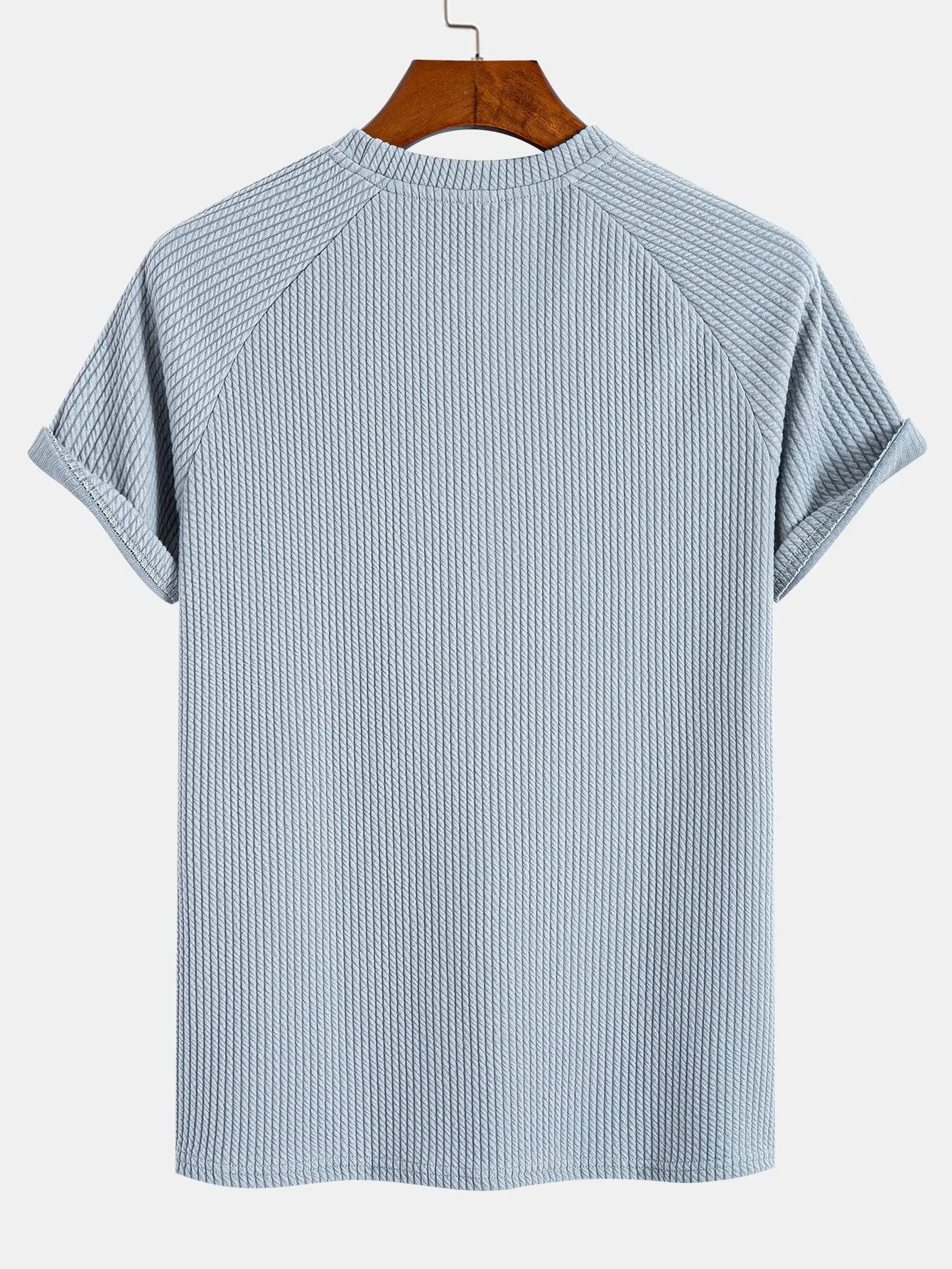 Muscle Fit Ribbed Raglan Sleeve T-Shirt sold by Hoooyi product image thumbnail 4