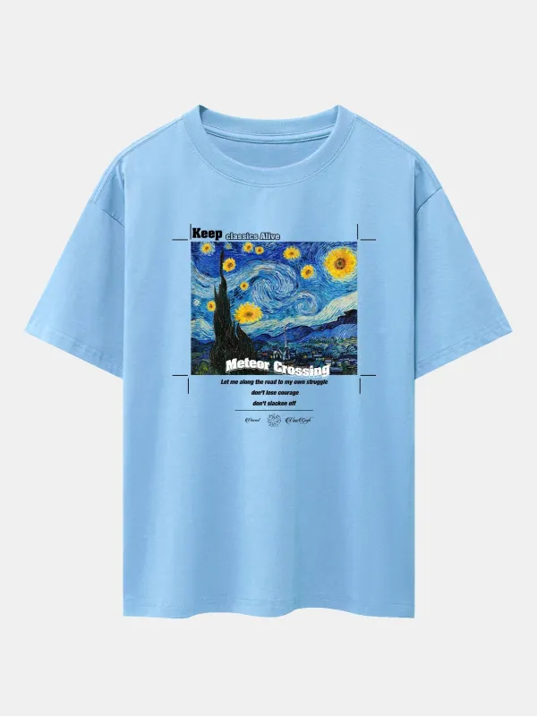 Abstract Painting Print Drop Shoulder Oversize T-Shirt sold by Hoooyi