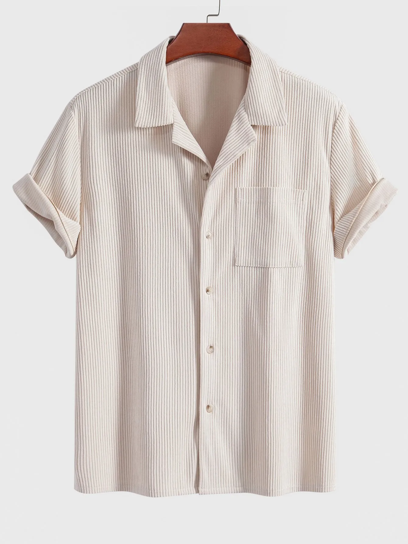 Short Sleeve Corduroy Cuban Shirt & Shorts sold by Hoooyi product image thumbnail 5