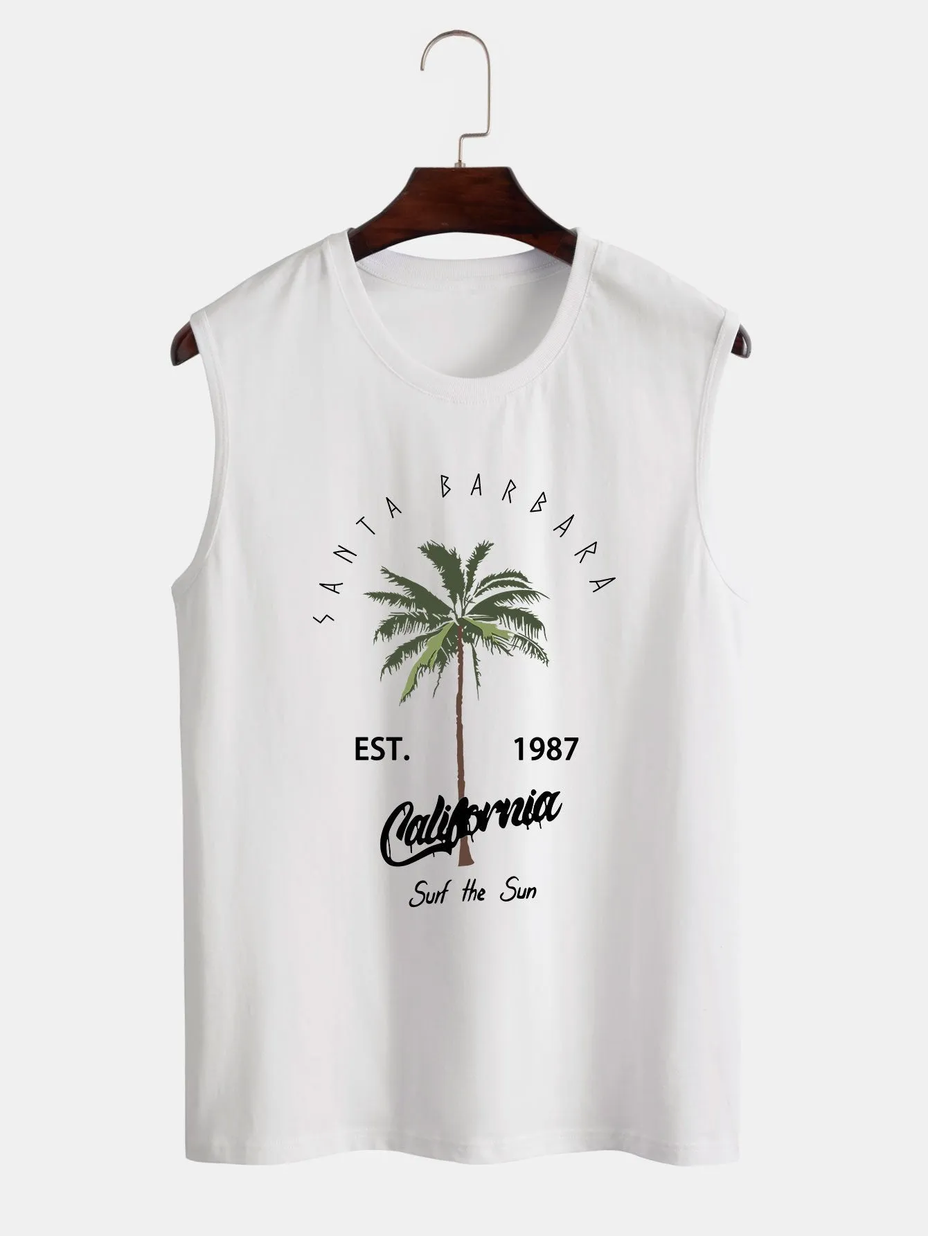 California Palm Tree Print Tank Top sold by Hoooyi