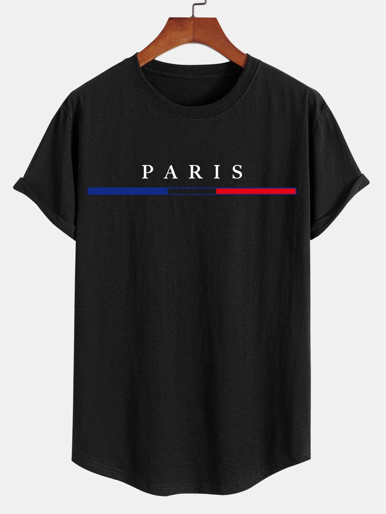 Paris Print Cotton Arc Hem T-Shirt sold by Hoooyi product image thumbnail 3