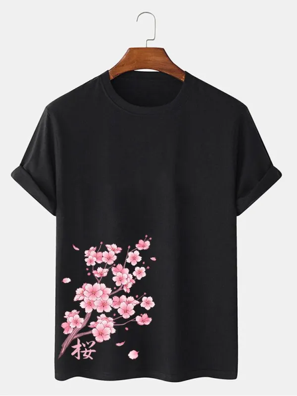 Cherry Blossoms Print T-Shirt sold by Hoooyi