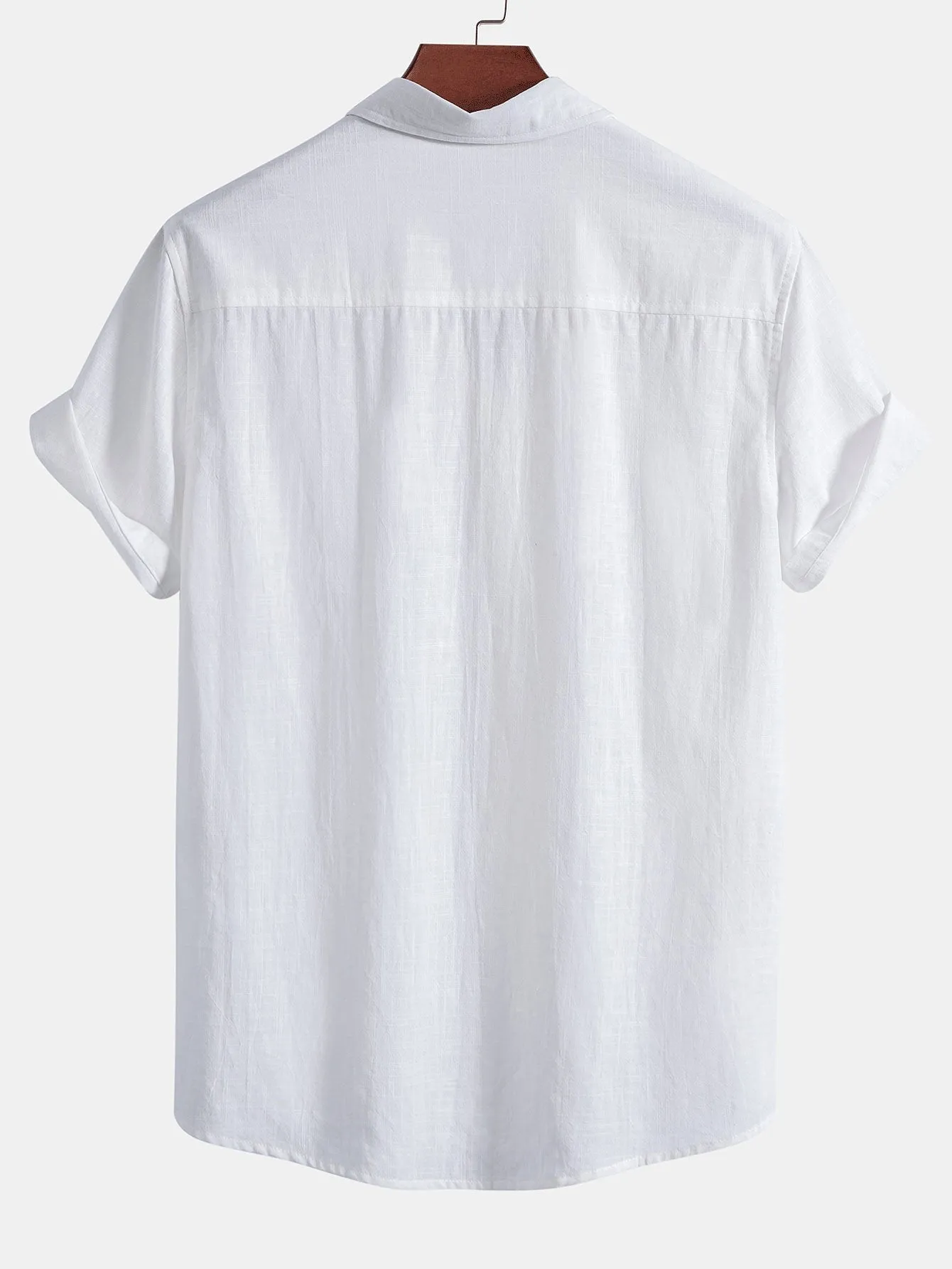 Hawaii Palm Tree Print Linen Look Cotton Button Up Shirt sold by Hoooyi product image thumbnail 2