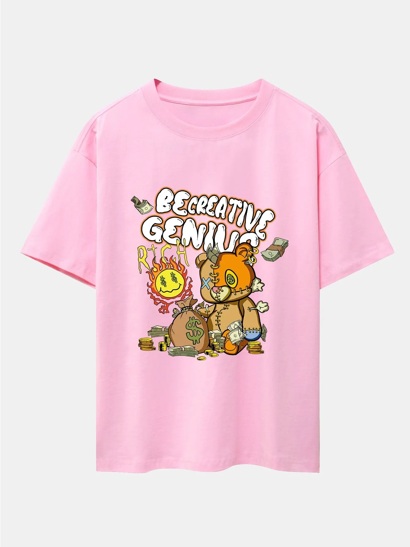 Rich Bear Print Drop Shoulder Oversize T-Shirt sold by Hoooyi product image thumbnail 2