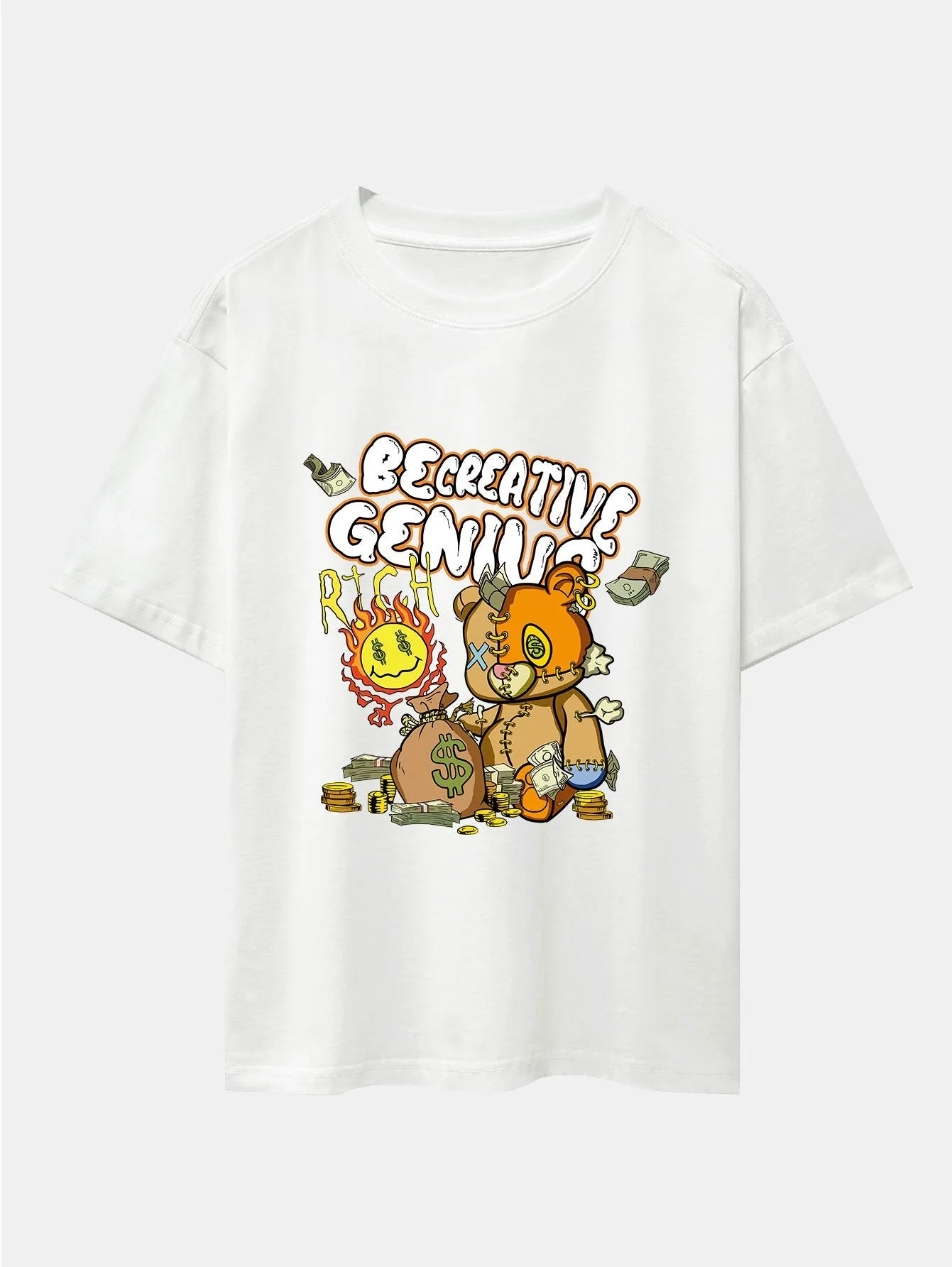 Rich Bear Print Drop Shoulder Oversize T-Shirt sold by Hoooyi product image thumbnail 4