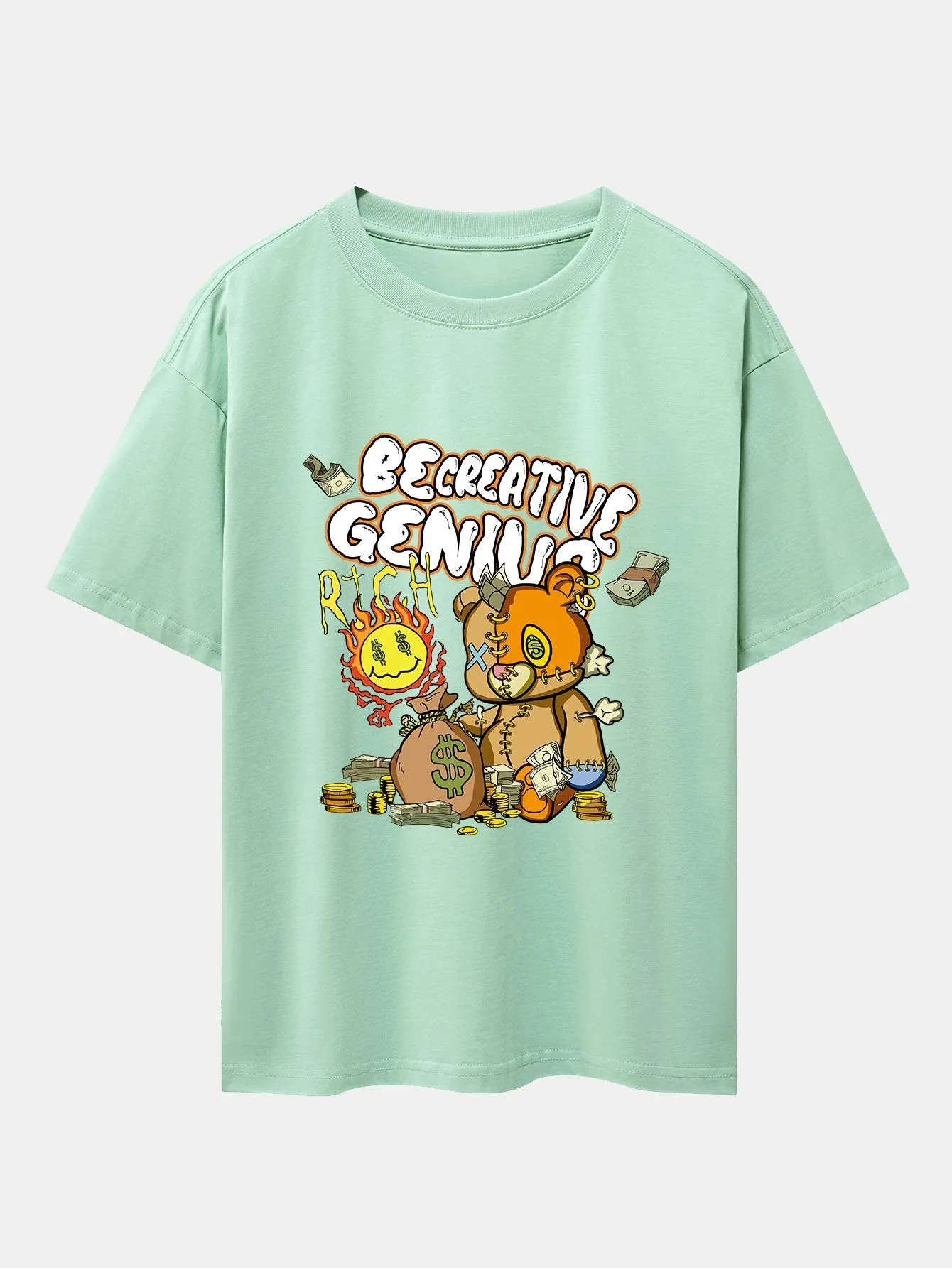 Rich Bear Print Drop Shoulder Oversize T-Shirt sold by Hoooyi product image thumbnail 5