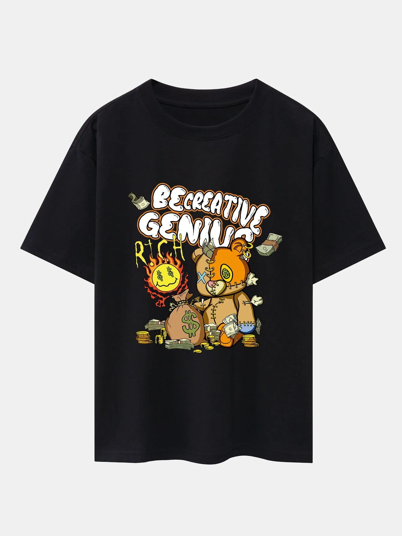 Rich Bear Print Drop Shoulder Oversize T-Shirt sold by Hoooyi product image thumbnail 3