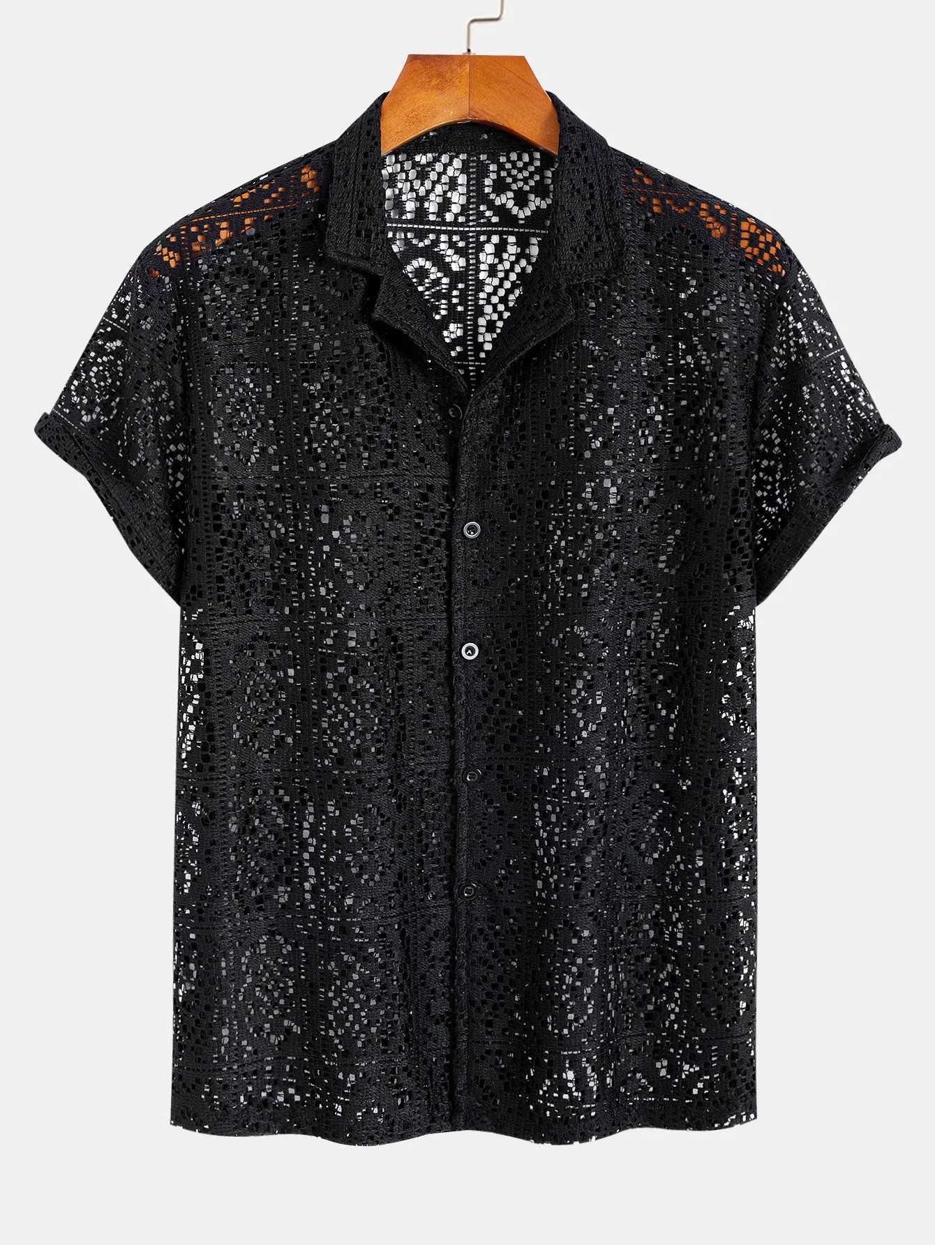 Floral Lace Cuban Shirt sold by Hoooyi product image thumbnail 3