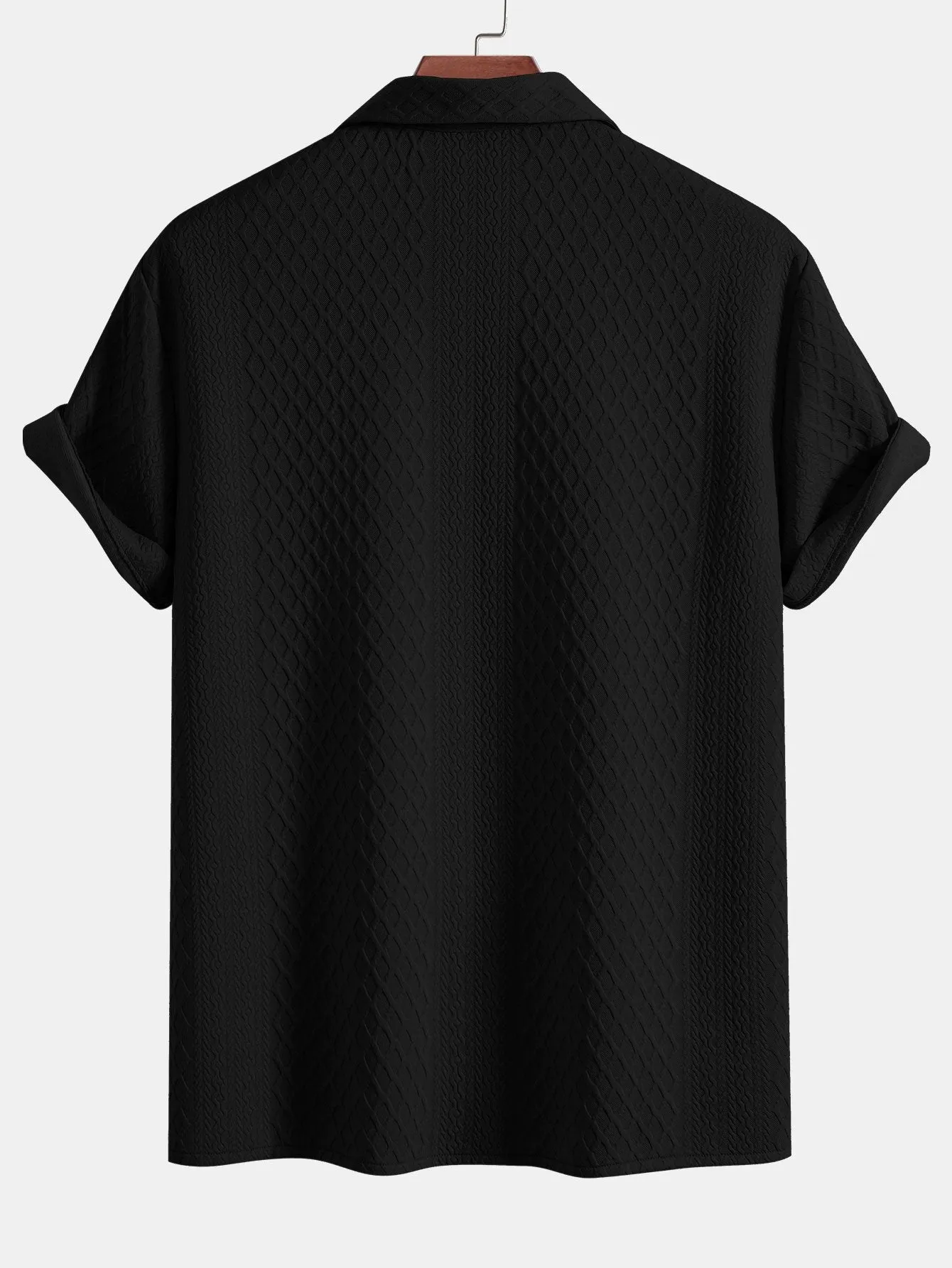 Rhombus Geometric Jacquard Textured Cuban Shirt sold by Hoooyi product image thumbnail 4