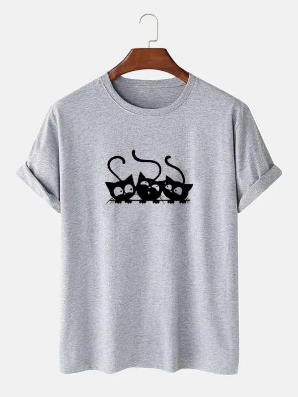 Three Kittens Print T-Shirt sold by Hoooyi