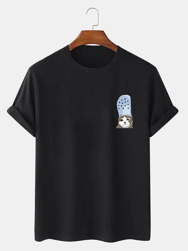 Crying Cat in a Croc Print T-Shirt sold by Hoooyi