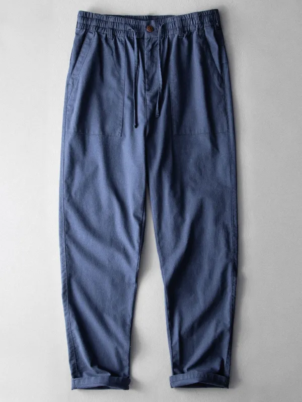 Straight Leg Linen Cotton Blend Pants sold by Hoooyi