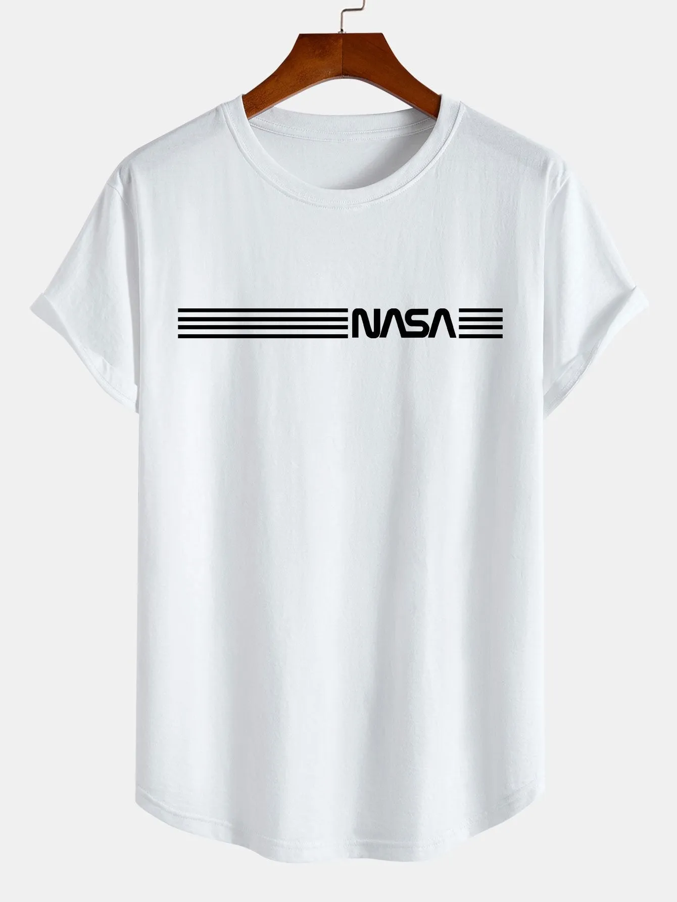 Nasa Stripe Print Cotton Arc Hem T-Shirt sold by Hoooyi product image thumbnail 3