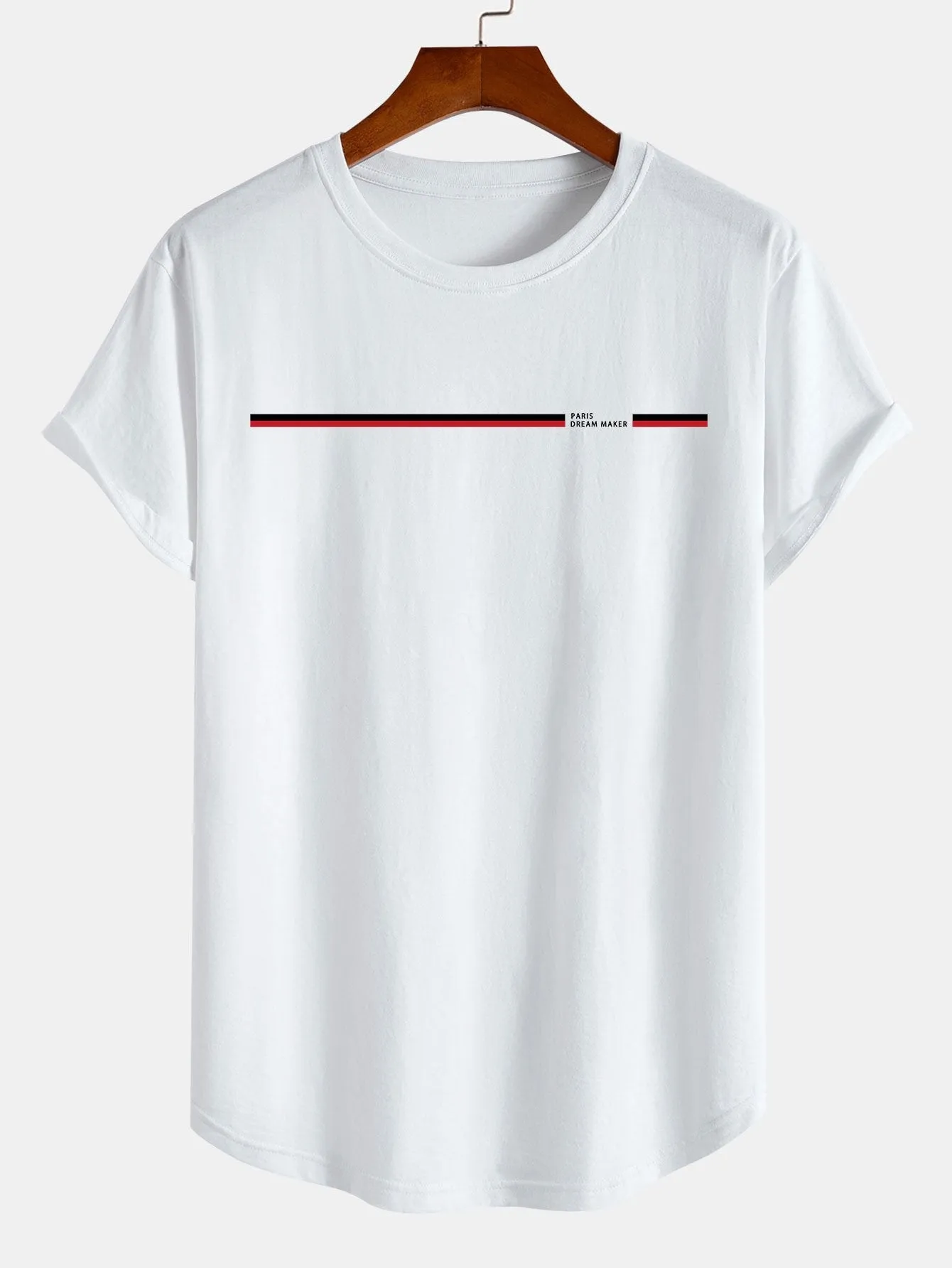 Paris Dream Maker Stripe Print Cotton Arc Hem T-Shirt sold by Hoooyi product image thumbnail 3