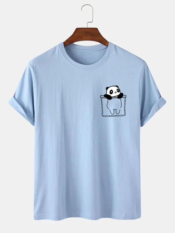 Pocket Panda Print T-Shirt sold by Hoooyi