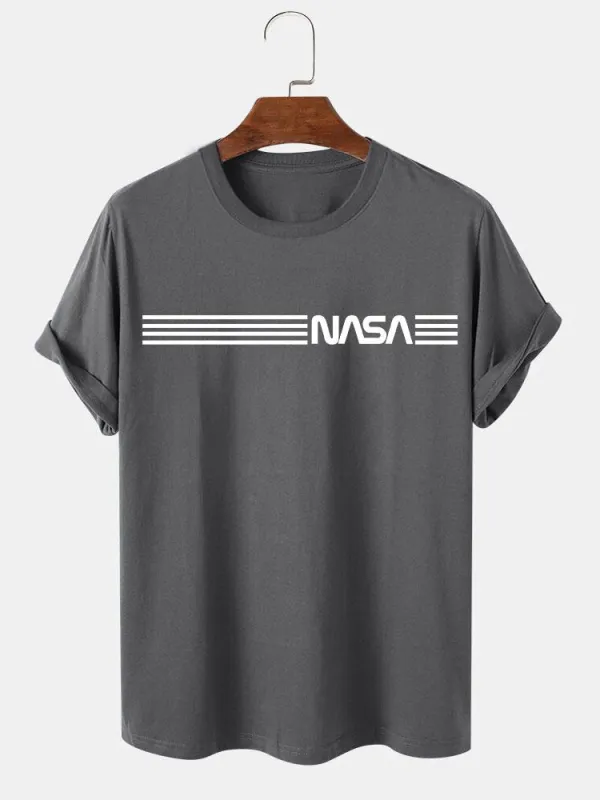 Nasa Stripe Print T-Shirts sold by Hoooyi