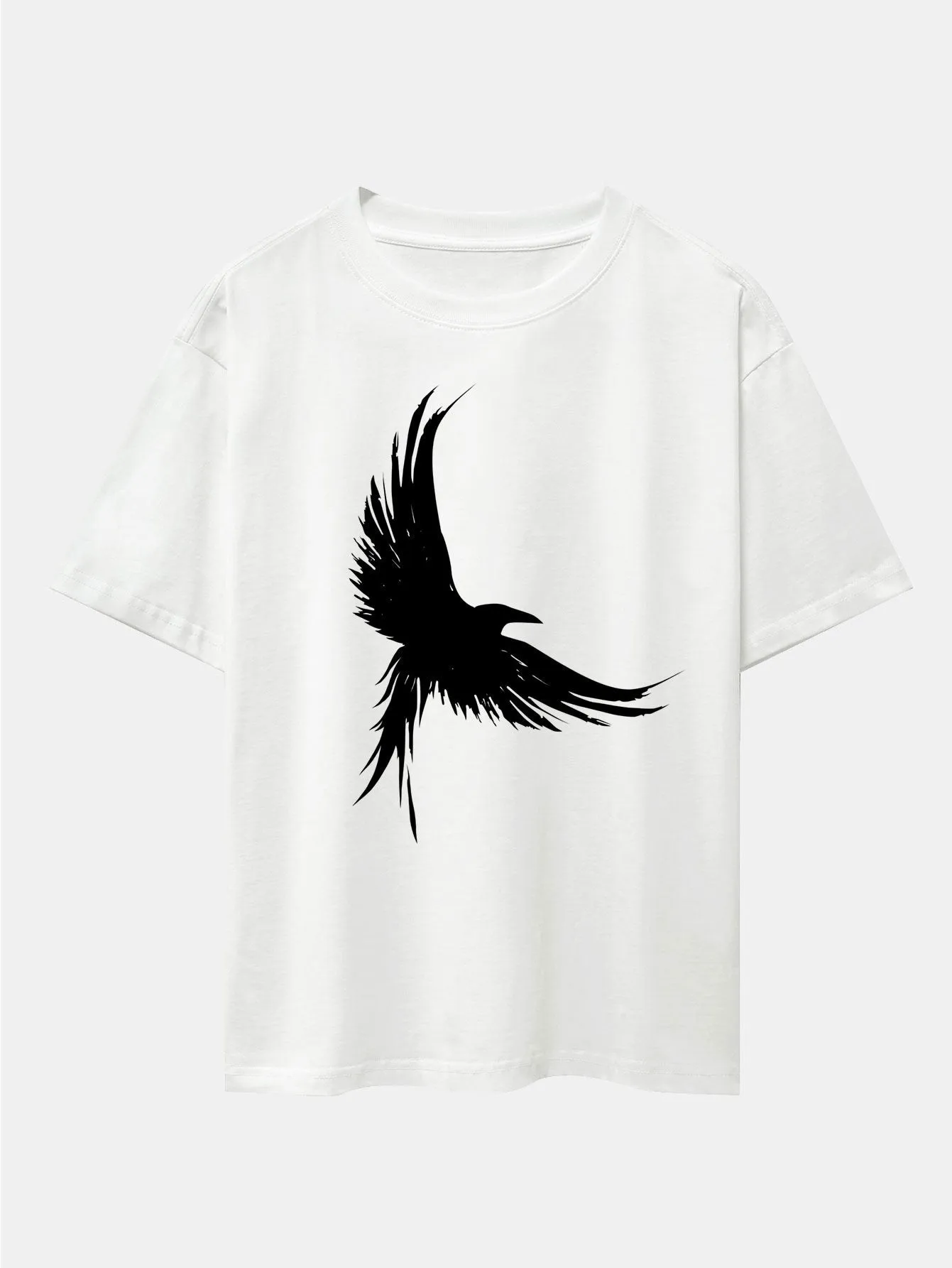 Fly Eagle Print Drop Shoulder Oversize T-Shirt sold by Hoooyi