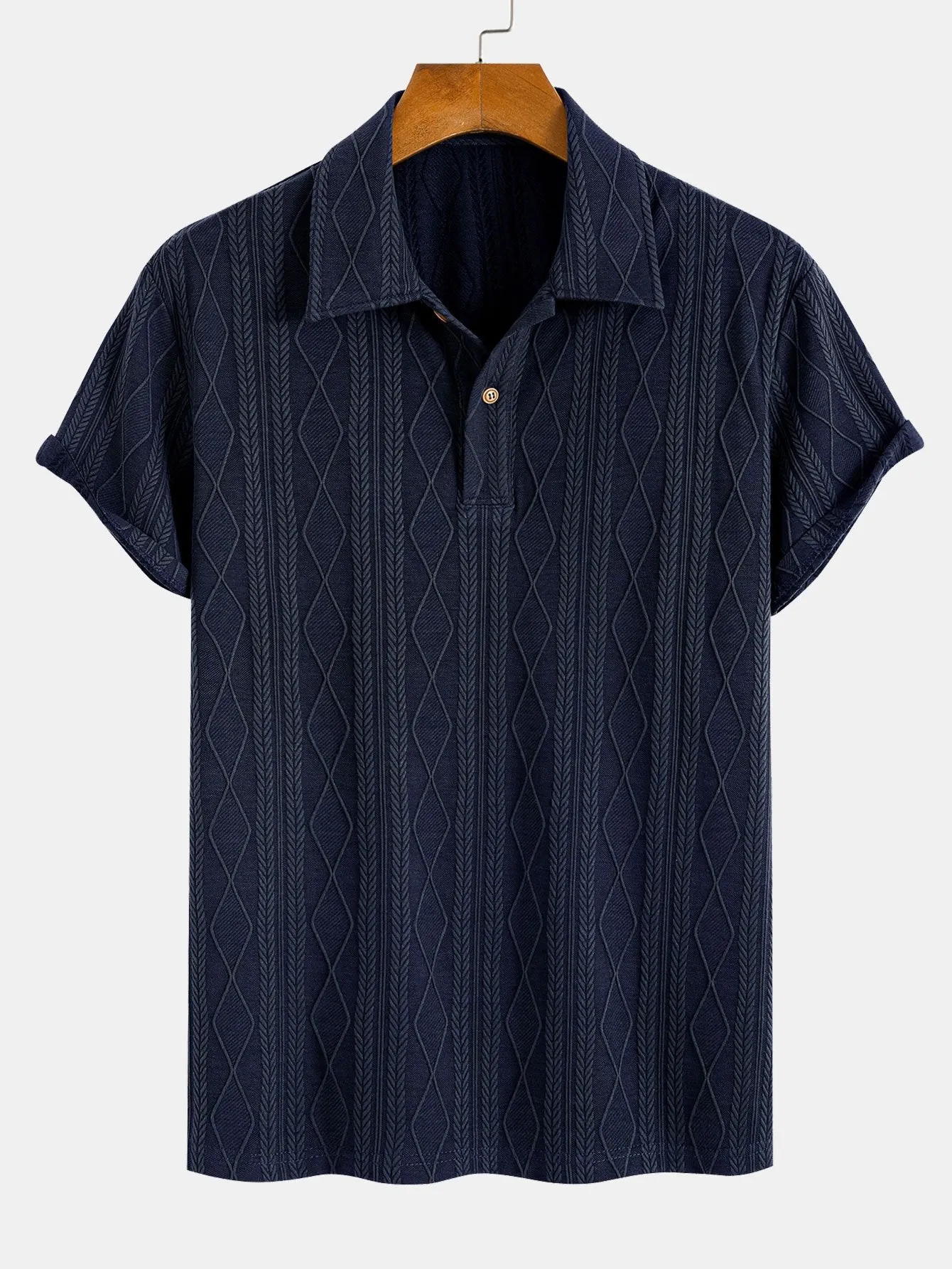 Knitted Geometric Rhombus Jacquard Polo sold by Hoooyi product image thumbnail 3