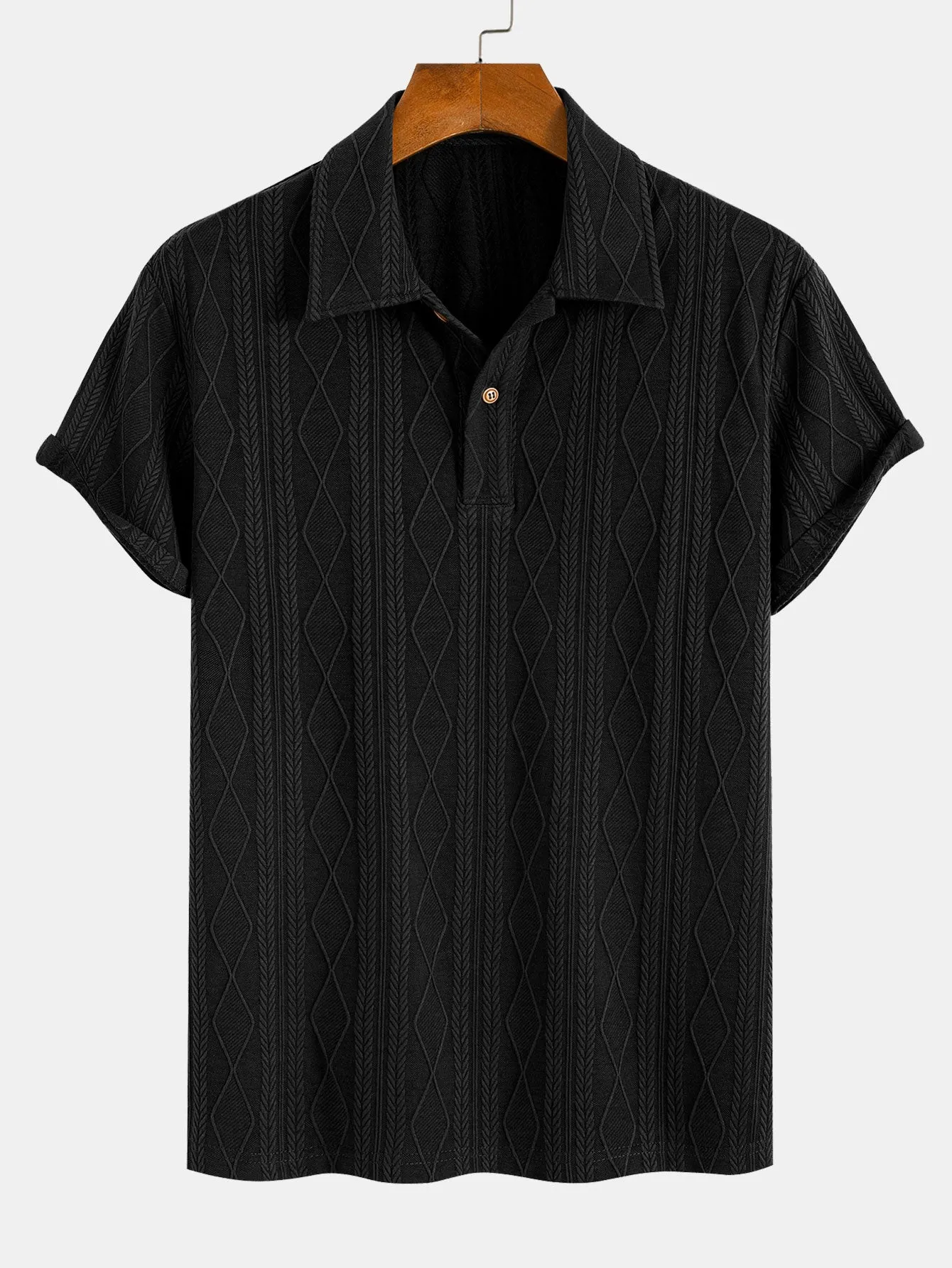 Knitted Geometric Rhombus Jacquard Polo sold by Hoooyi product image thumbnail 4