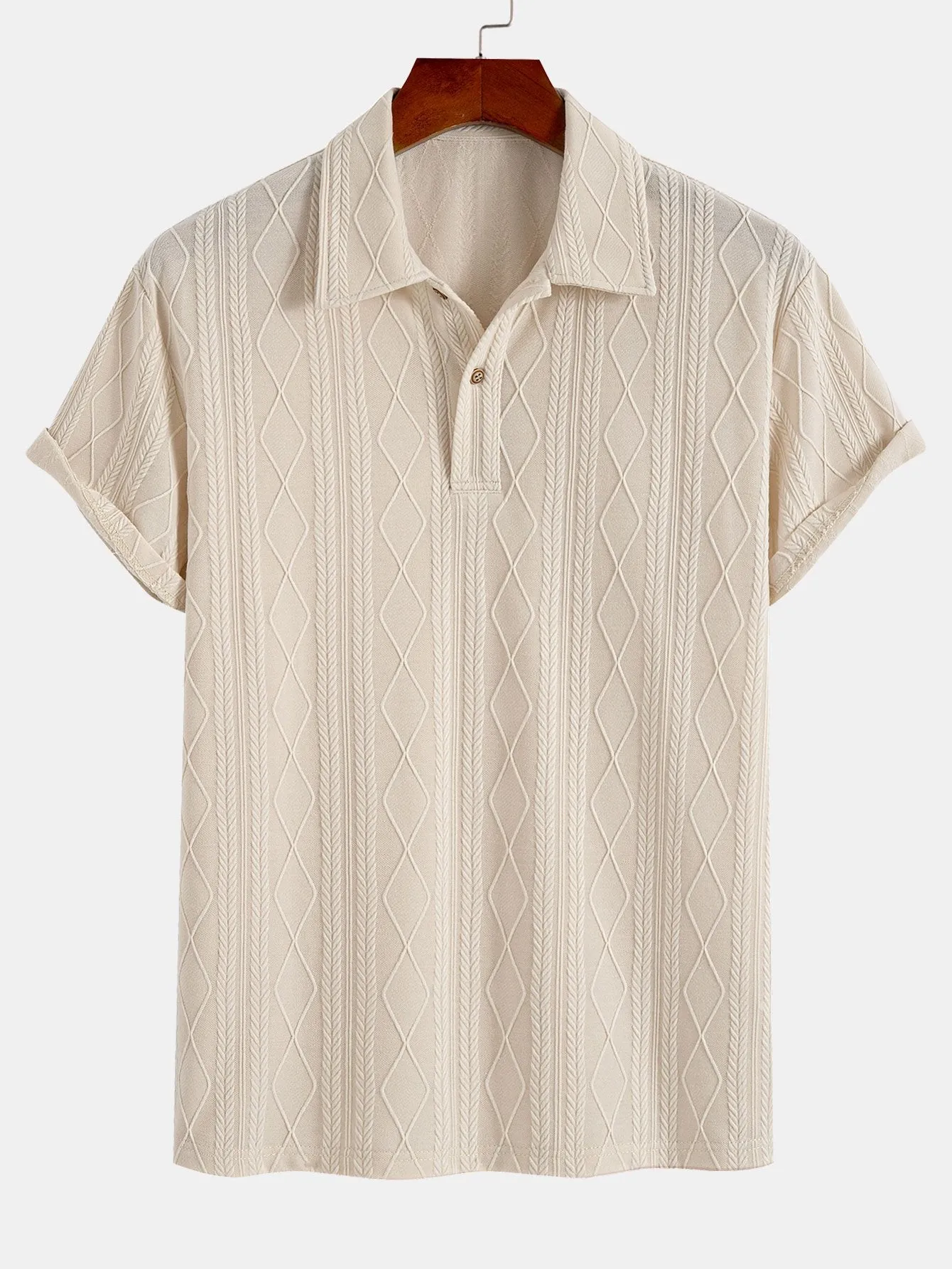 Knitted Geometric Rhombus Jacquard Polo sold by Hoooyi product image thumbnail 2