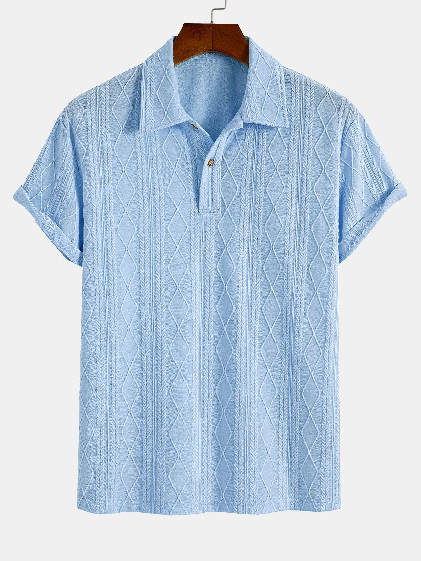 Knitted Geometric Rhombus Jacquard Polo sold by Hoooyi product image thumbnail 5