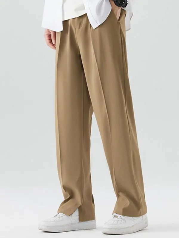 Slit Hem Pleated Trousers sold by Hoooyi