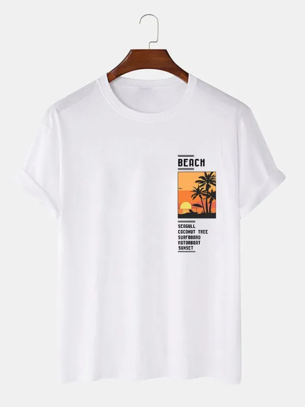 Beach Scenery Slogan Print T-Shirt sold by Hoooyi