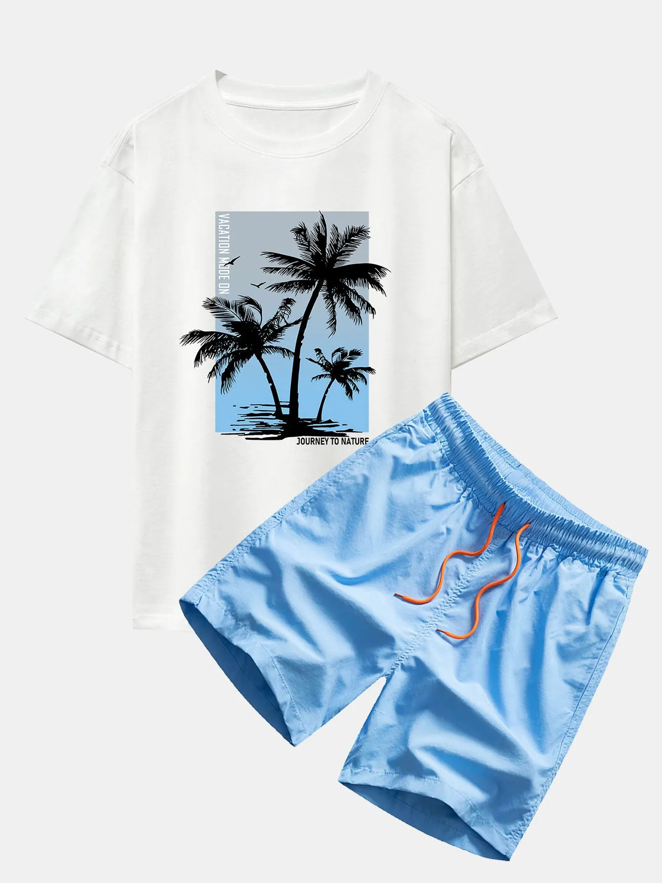 Palm Tree Sky Background Print Oversize T-Shirt & Swim Shorts sold by Hoooyi product image thumbnail 2