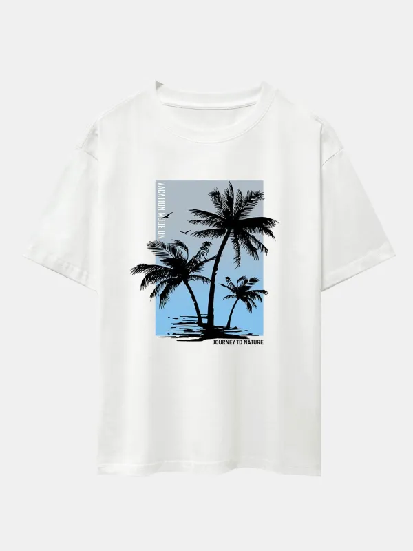 Palm Tree Sky Background Print Oversize T-Shirt sold by Hoooyi