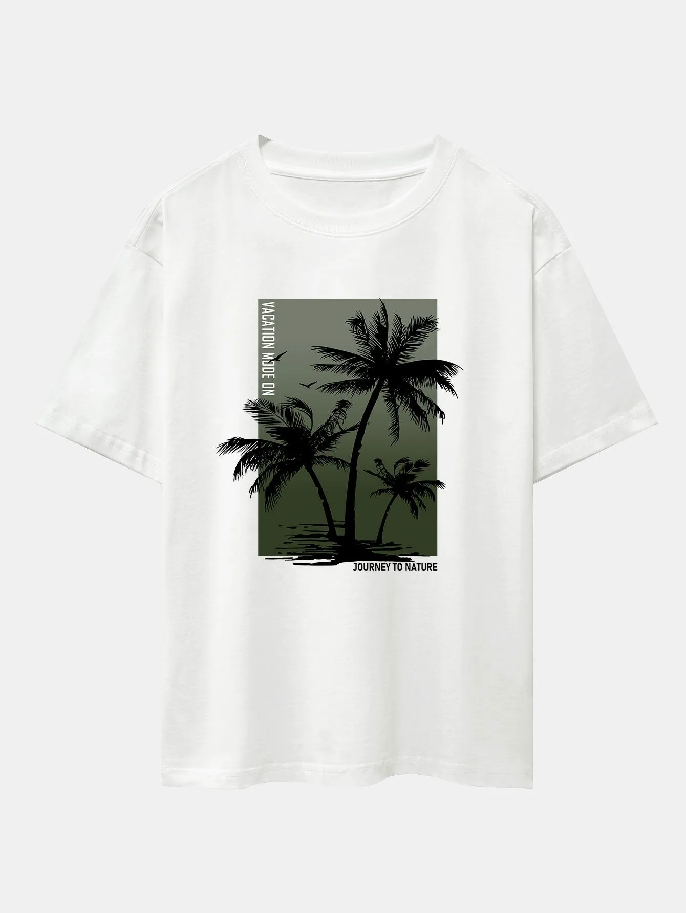 Palm Tree Army Green Background Print Oversize T-Shirt sold by Hoooyi