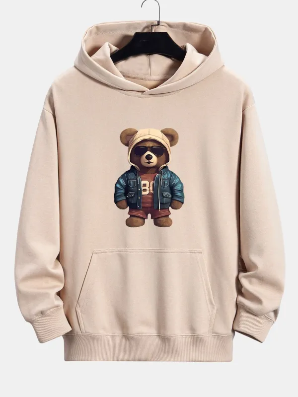Bear In Leather Jacket Print Relax Fit Hoodie made by Hoooyi