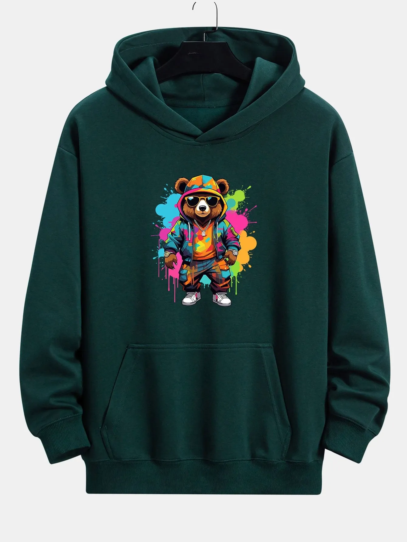 Ink Bear Print Relax Fit Hoodie sold by Hoooyi product image thumbnail 2