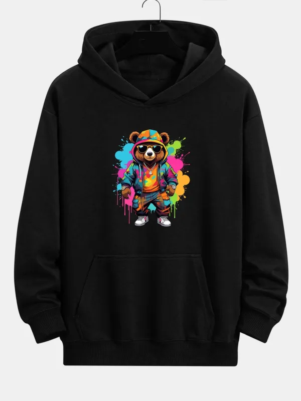 Ink Bear Print Relax Fit Hoodie sold by Hoooyi