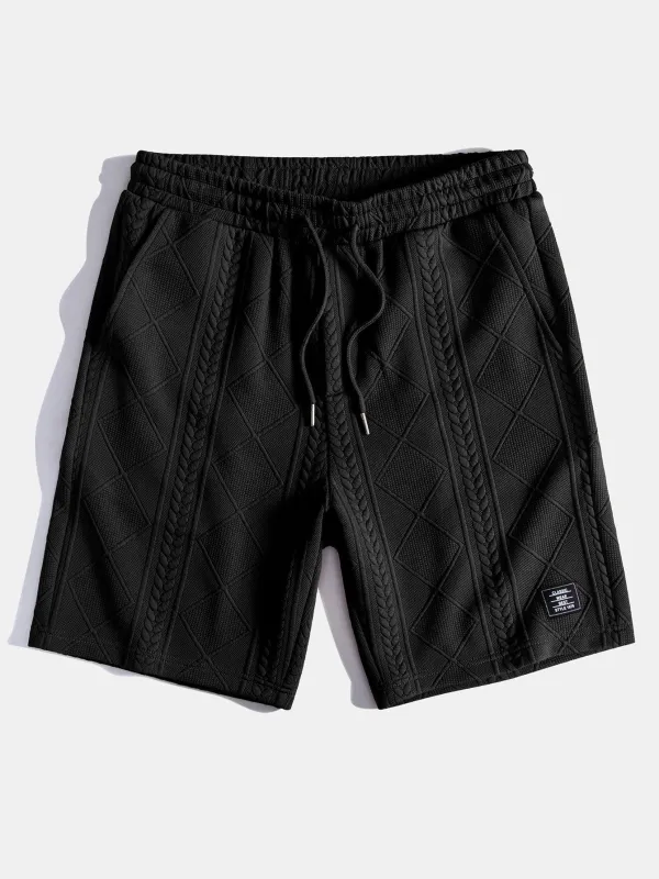 Geometric Jacquard Drawstring Shorts made by Hoooyi