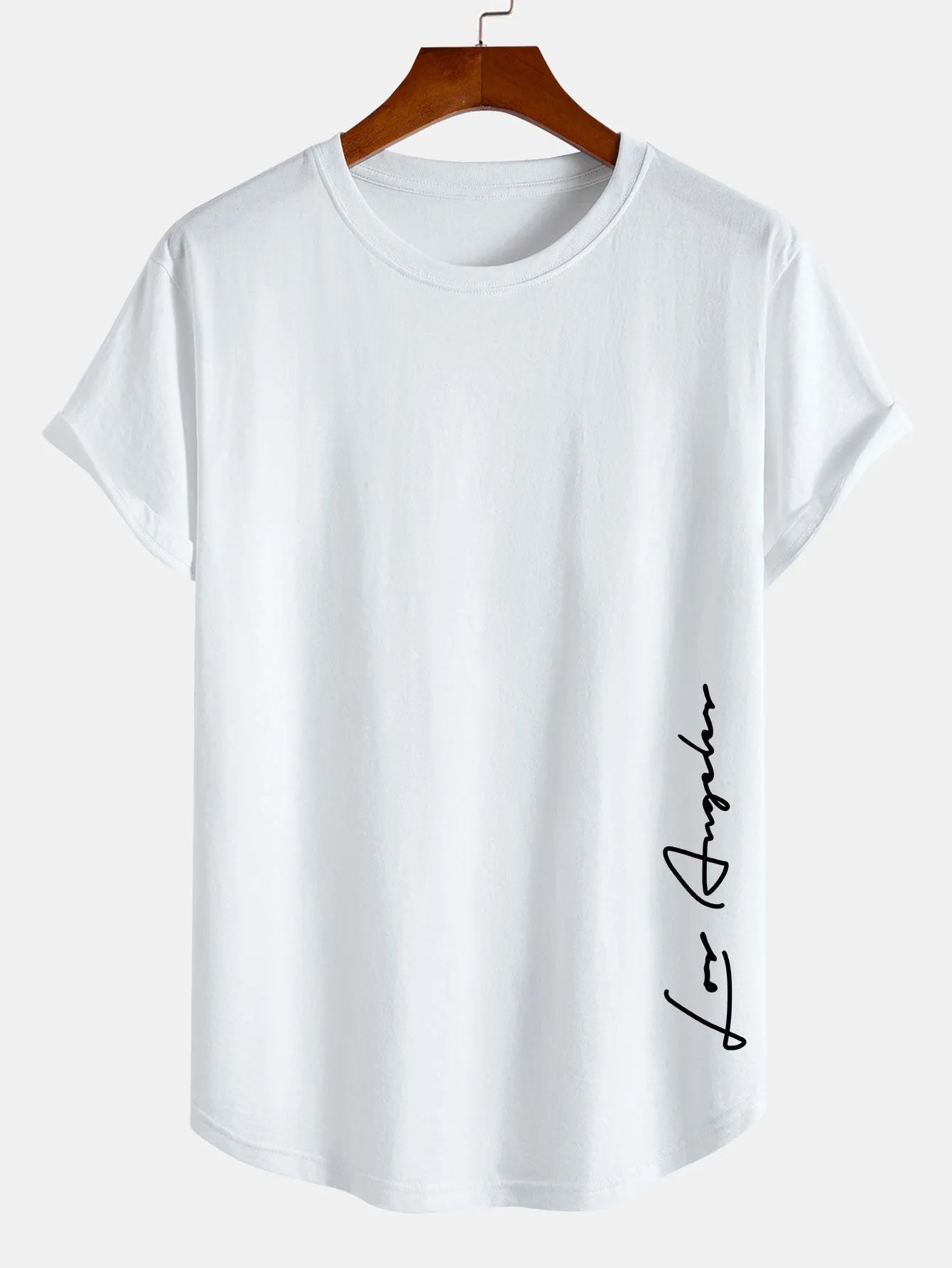 Los Angeles Print Cotton Arc Hem T-Shirt sold by Hoooyi product image thumbnail 3